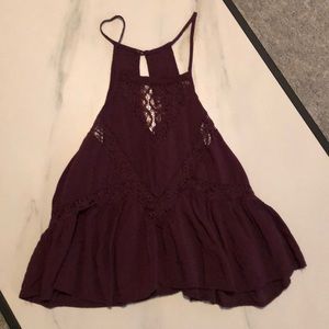 Burgundy lace tank
